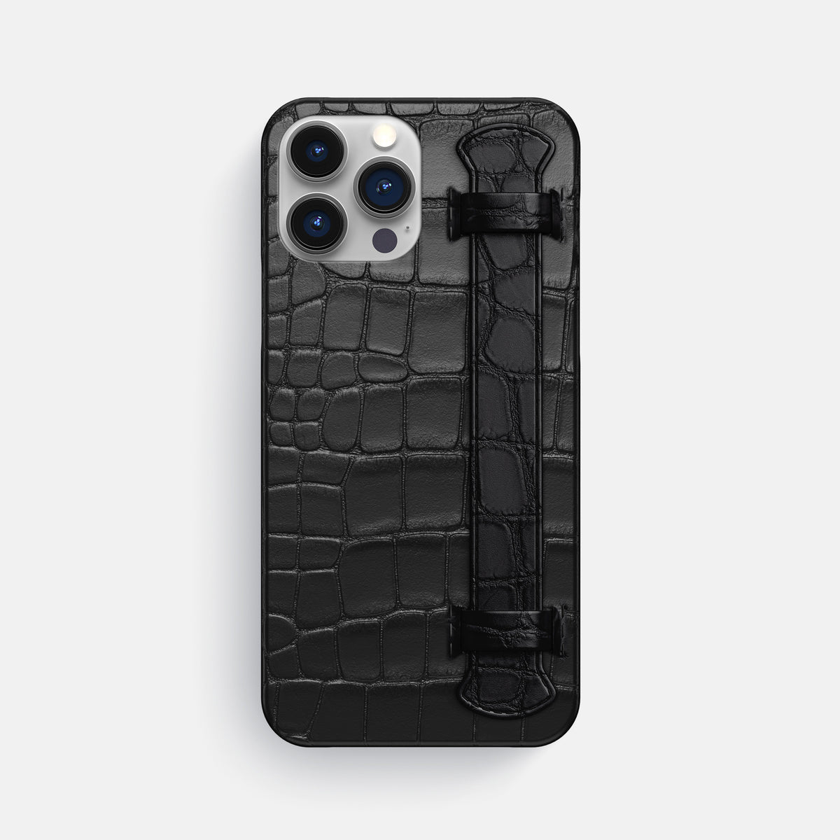 Black iPhone 16 Pro Max Slim Handle Case Alligator -1 | Black