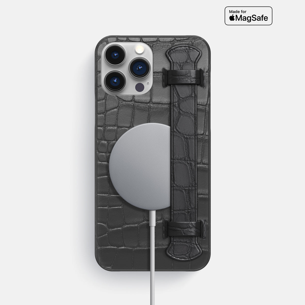 Grey iPhone 16 Pro Max Slim Handle Case Alligator -4 | Grey