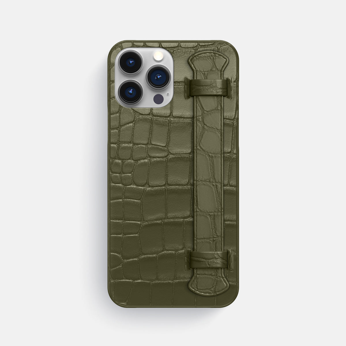 Kaki-Green iPhone 16 Pro Max Slim Handle Case Alligator -1 | Kaki-Green