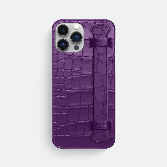 Purple iPhone 16 Pro Max Slim Handle Case Alligator -1 | Purple