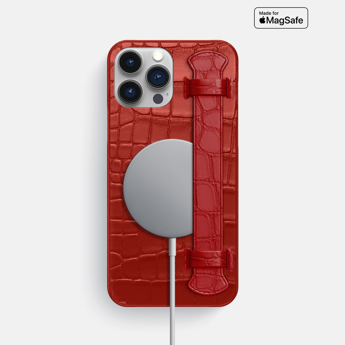 Red iPhone 16 Pro Max Slim Handle Case Alligator -4 | Red