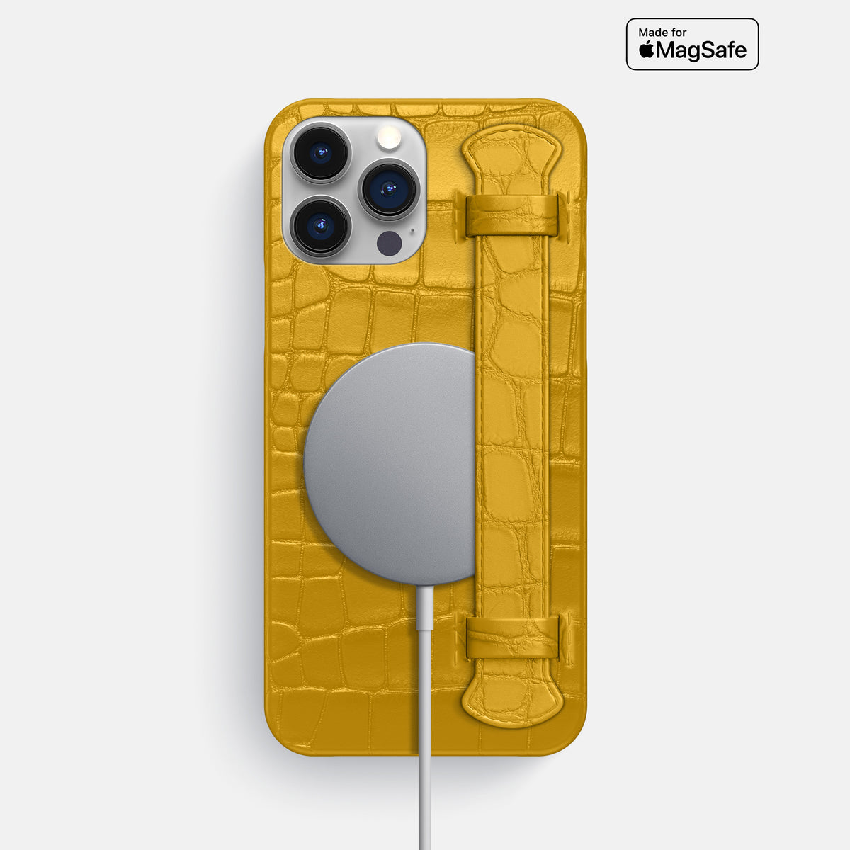 Yellow iPhone 16 Pro Max Slim Handle Case Alligator -4 | Yellow
