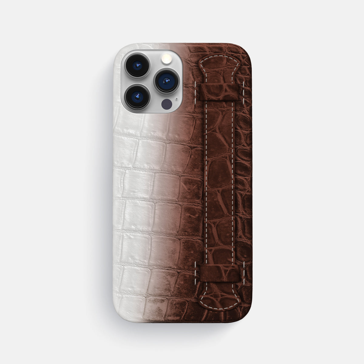 Dark-Brown iPhone 16 Pro Max Slim Handle Case In Himalayan Crocodile -1 | Dark-Brown