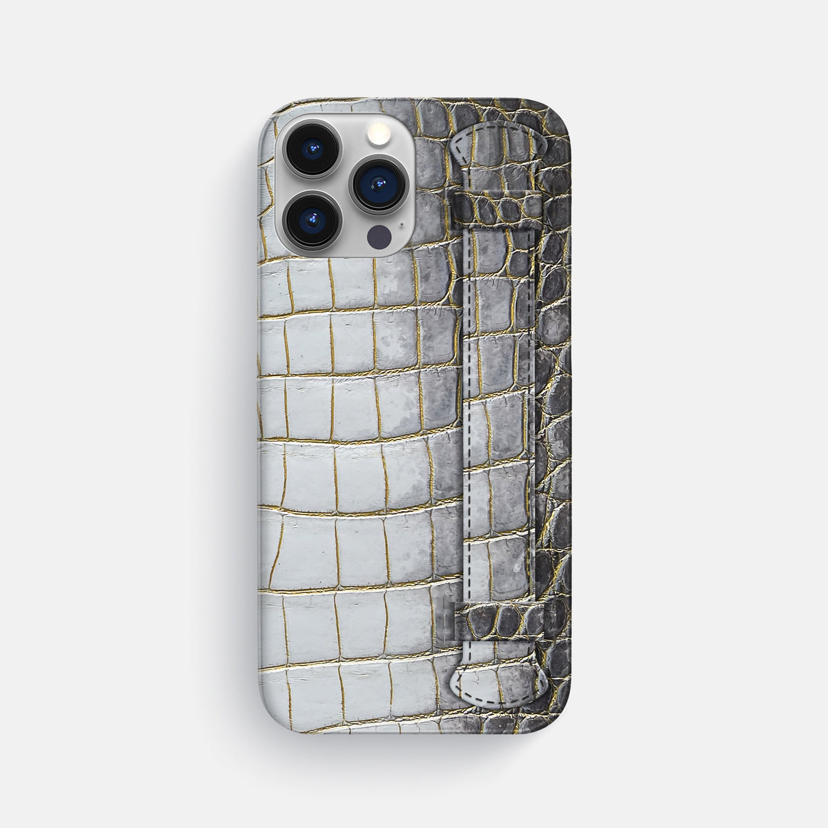 Gold iPhone 16 Pro Max Slim Handle Case In Himalayan Crocodile -1 | Gold