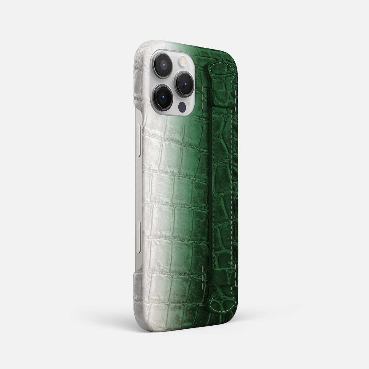 Green iPhone 16 Pro Max Slim Handle Case In Himalayan Crocodile -2 | Green