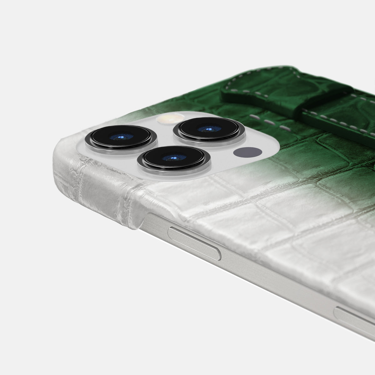 Green iPhone 16 Pro Max Slim Handle Case In Himalayan Crocodile -5 | Green