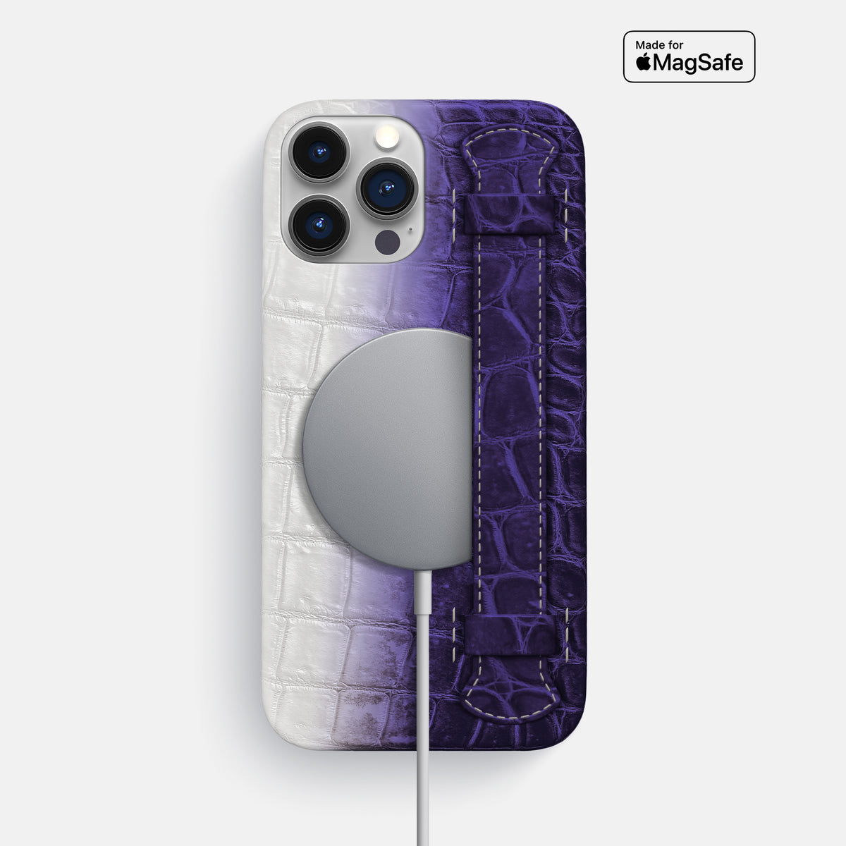 Purple iPhone 16 Pro Max Slim Handle Case In Himalayan Crocodile -4 | Purple