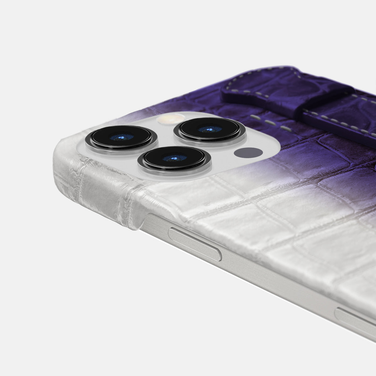 Purple iPhone 16 Pro Max Slim Handle Case In Himalayan Crocodile -5 | Purple