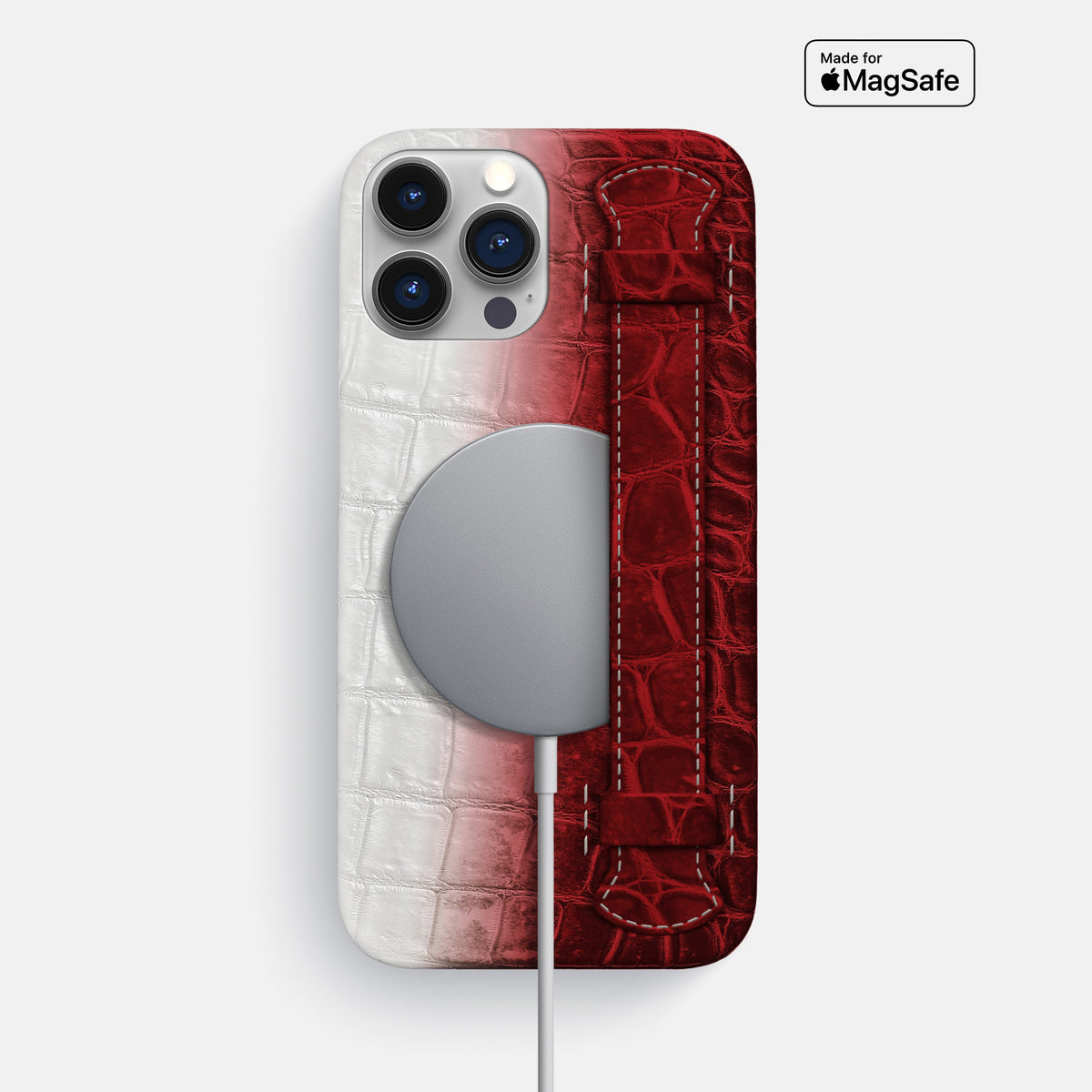 Red iPhone 16 Pro Max Slim Handle Case In Himalayan Crocodile -4 | Red