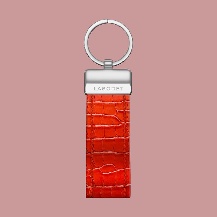 Keyring Deep Coral In Alligator