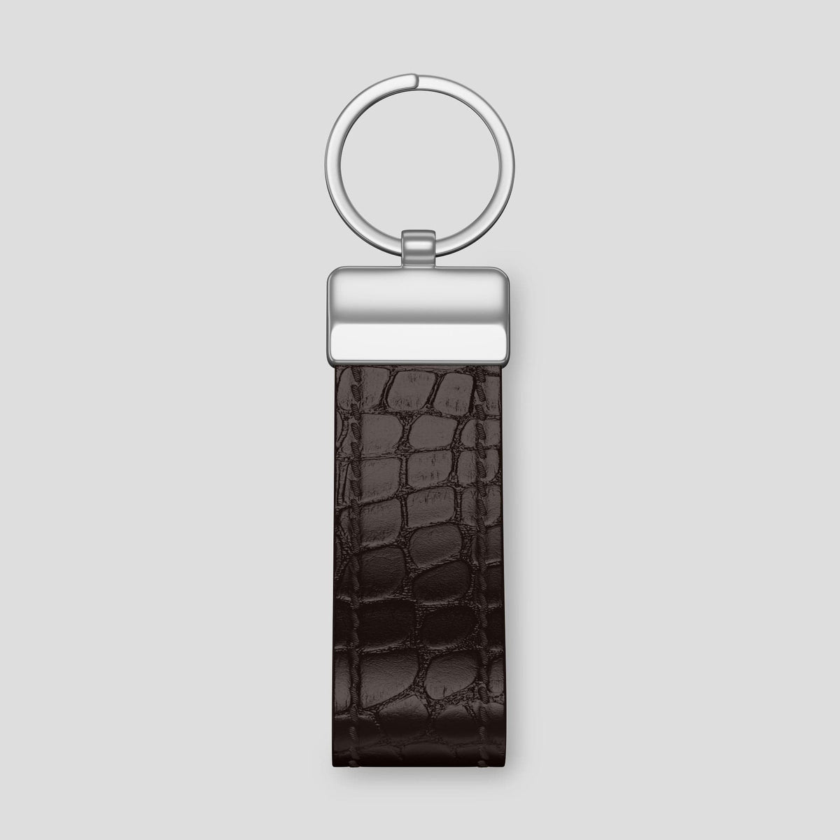 Dark Brown Keyring Holder Alligator with Steel Metal -2 | Dark-Brown-Steel