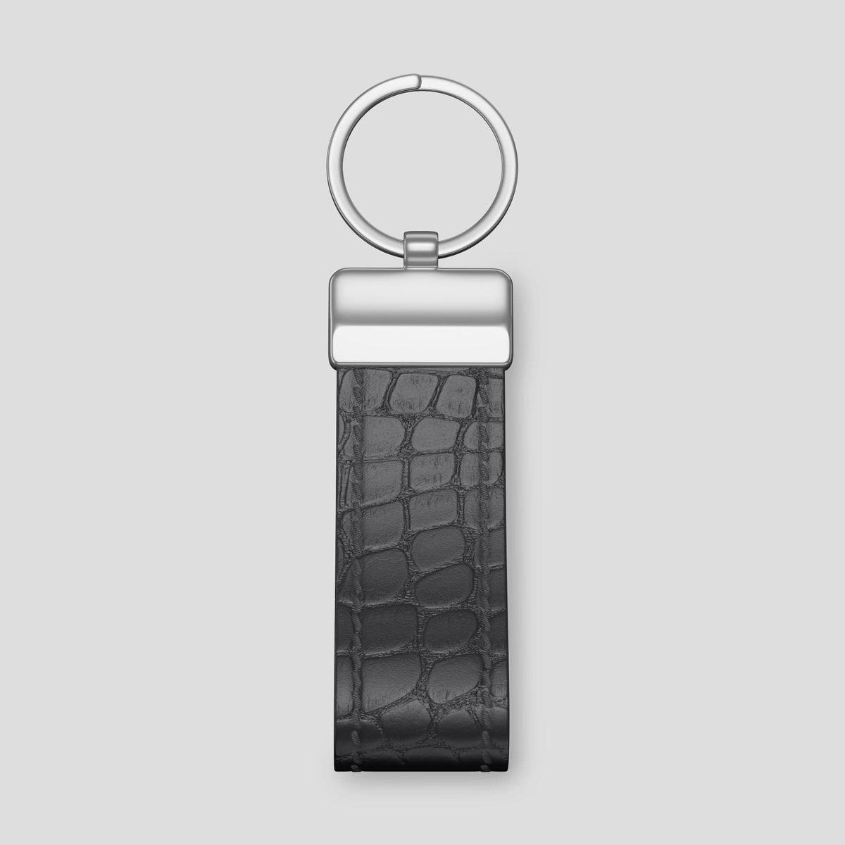 Grey Keyring Holder Alligator with Steel Metal -2 | Grey-Steel