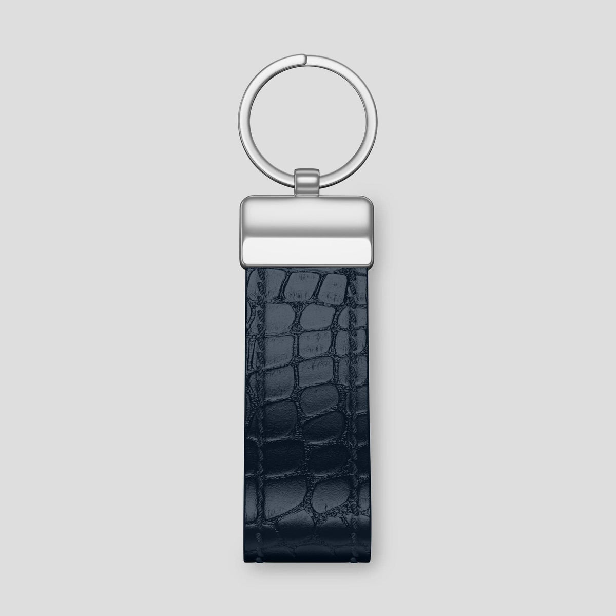 Navy Blue Keyring Holder Alligator with Steel Metal -2 | Navy-Blue-Steel