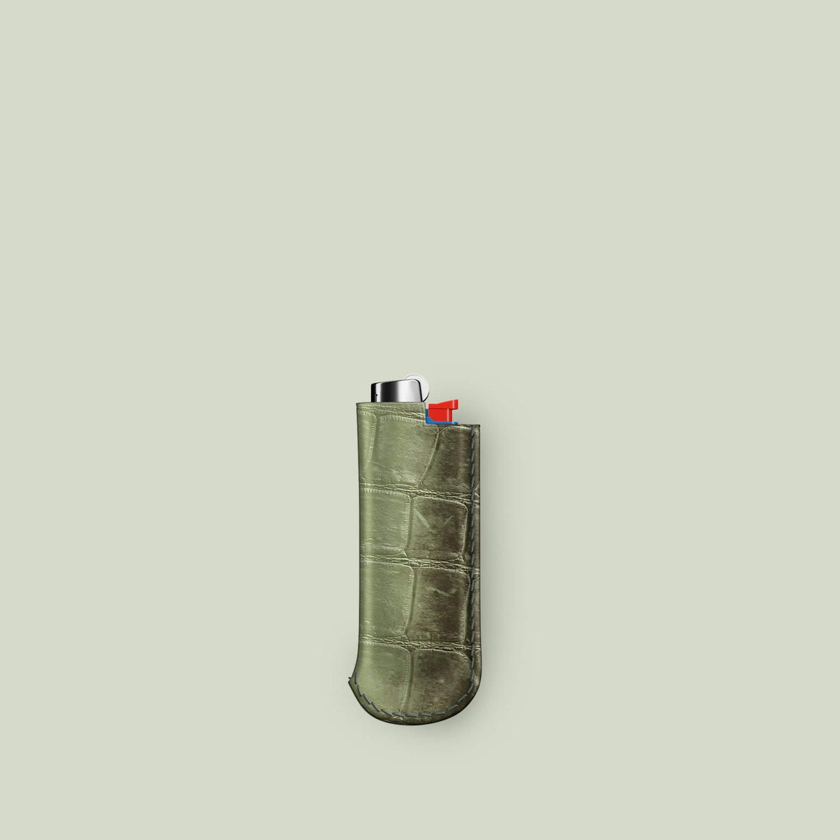 Lighter Case Celadon Green In Himalayan Crocodile -1 | Celadon-Green