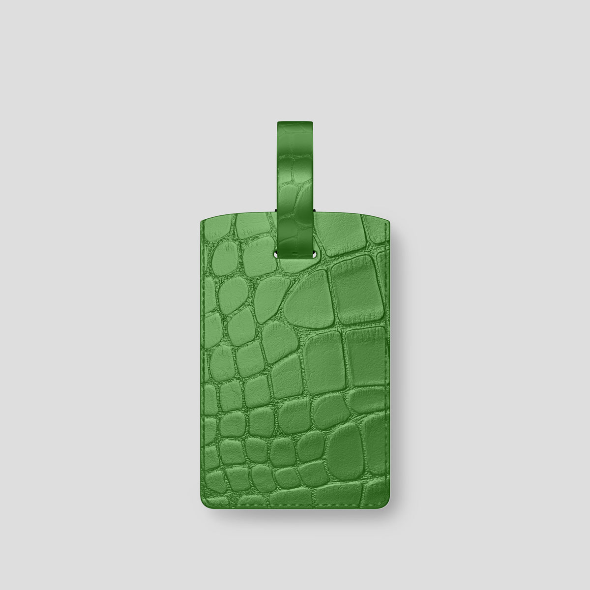 Apple-Green Luggage Tag Alligator with Black Metal -1 | Apple-Green-Black