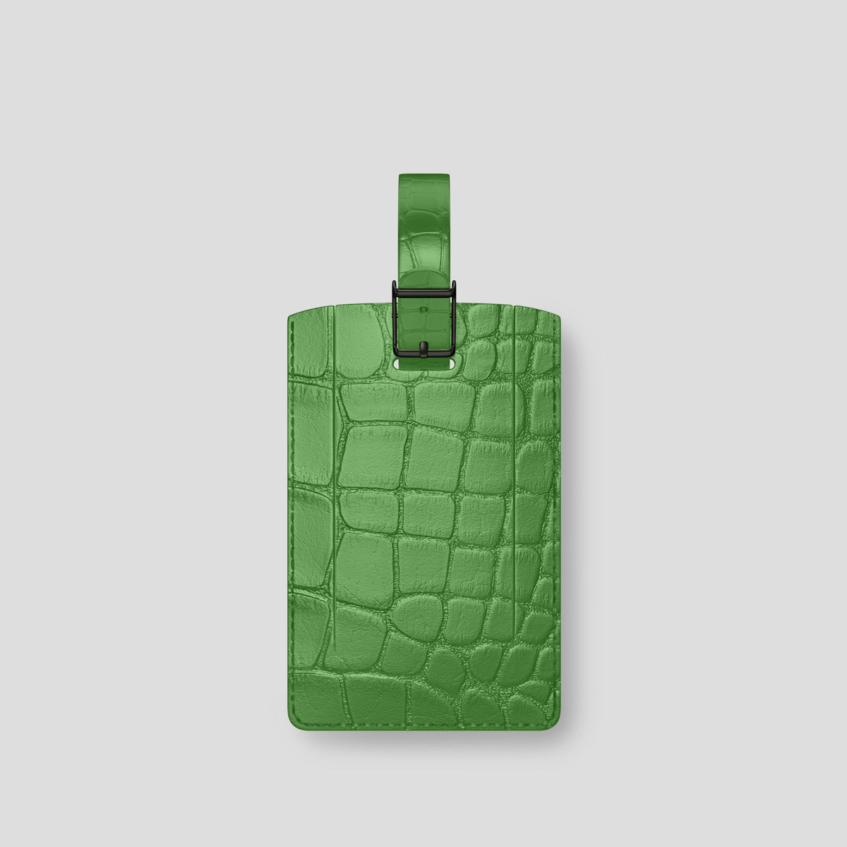 Apple-Green Luggage Tag Alligator with Black Metal -2 | Apple-Green-Black