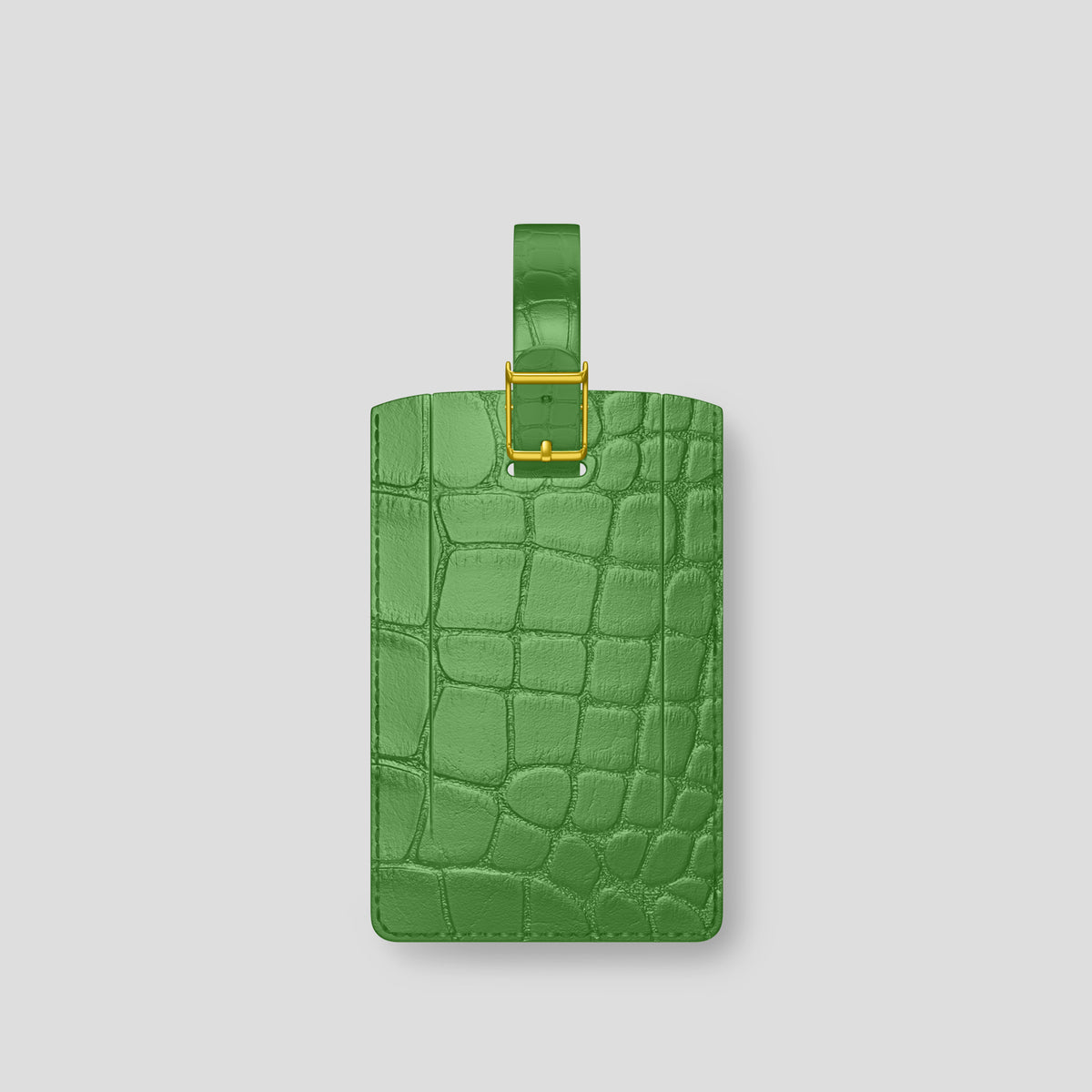Apple-Green Luggage Tag Alligator with Gold Metal -2 | Apple-Green-Gold