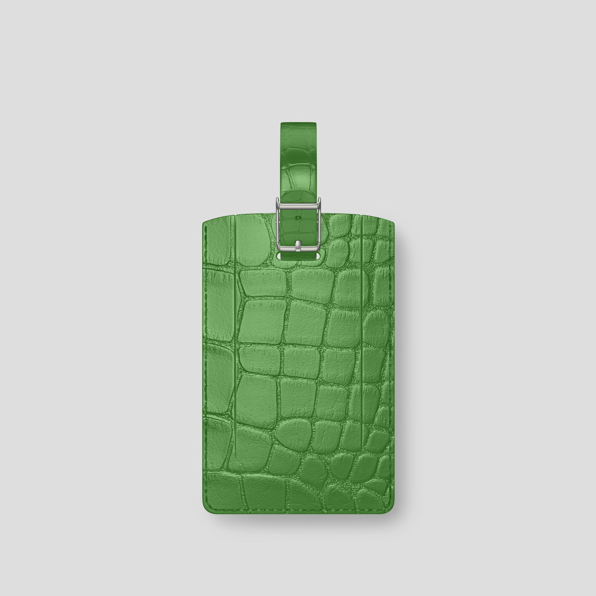 Apple-Green Luggage Tag Alligator with Steel Metal -2 | Apple-Green-Steel