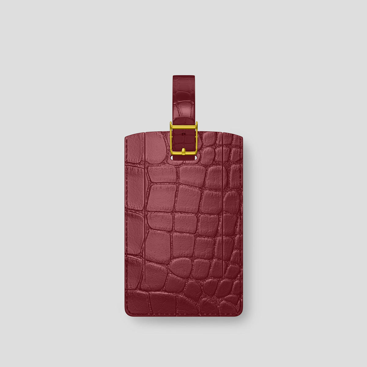 Burgundy Luggage Tag Alligator with Gold Metal -2 | Burgundy-Gold