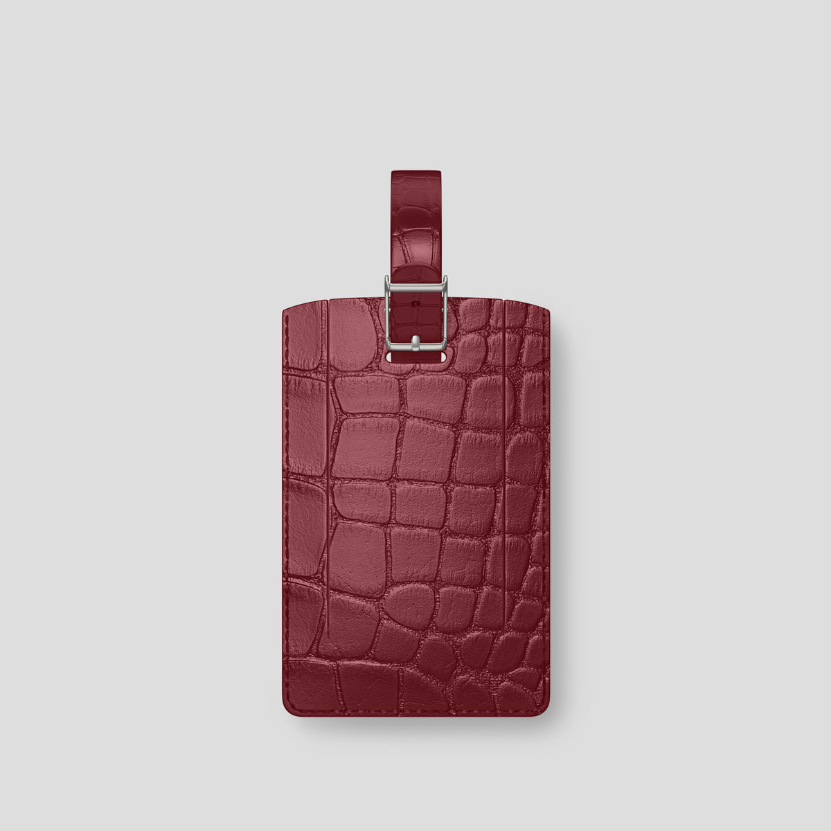 Burgundy Luggage Tag Alligator with Steel Metal -2 | Burgundy-Steel