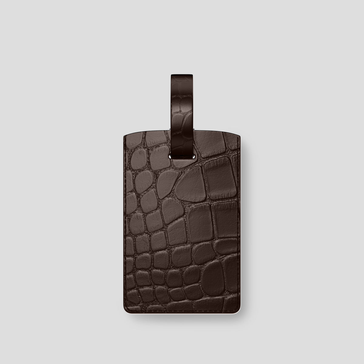 Dark-Brown Luggage Tag Alligator with Steel Metal -1 | Dark-Brown-Steel