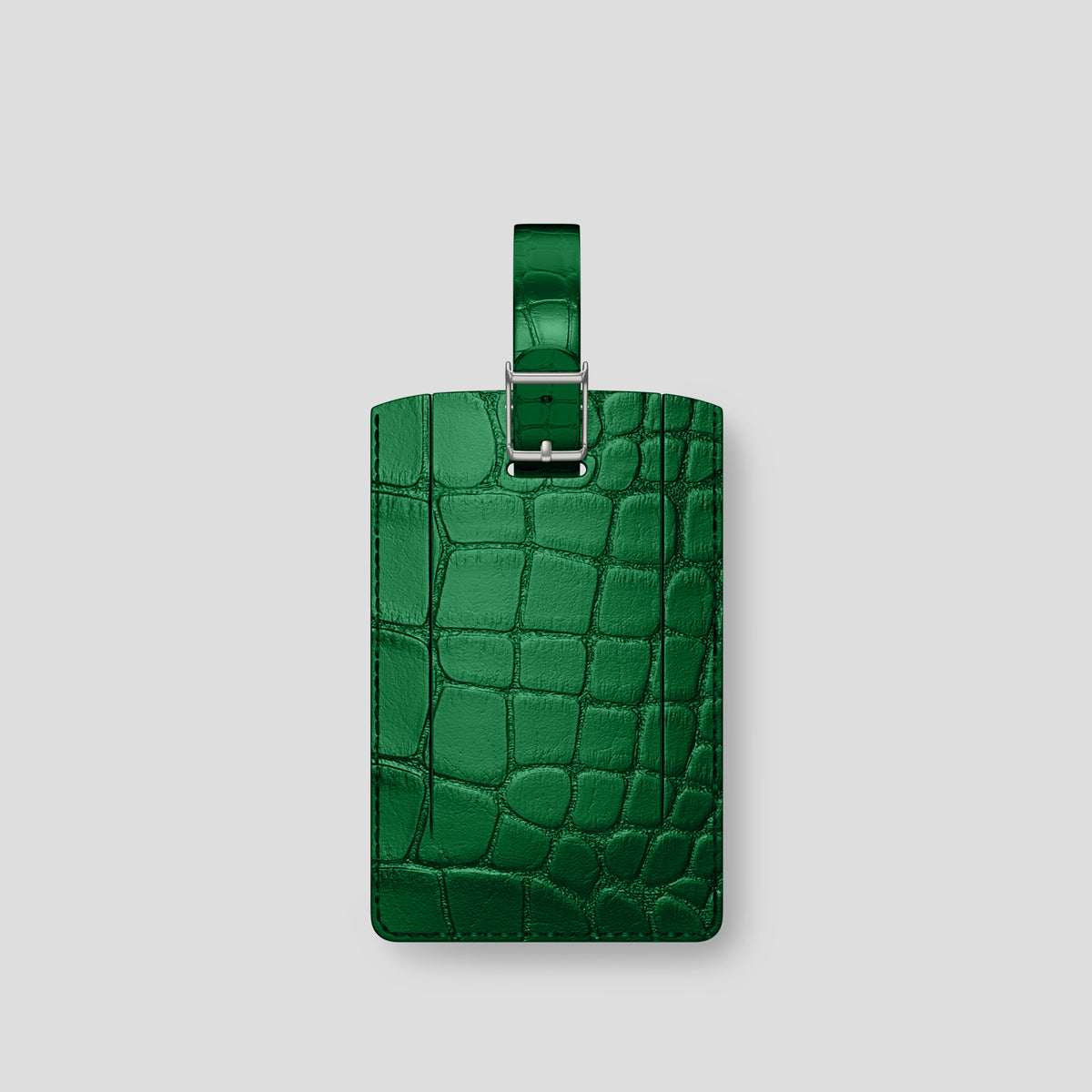 Forest-Green Luggage Tag Alligator with Steel Metal -2 | Forest-Green-Steel