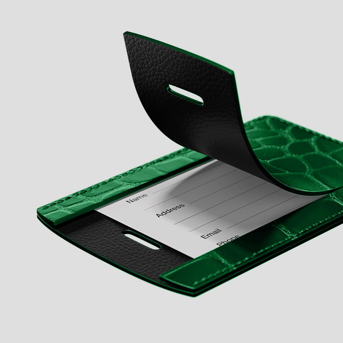 Forest-Green Luggage Tag Alligator with Steel Metal -3 | Forest-Green-Steel