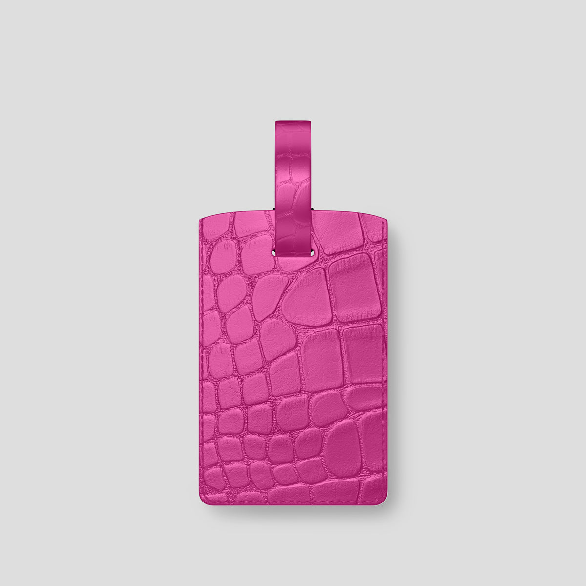 Fuchsia Luggage Tag Alligator with Black Metal -1 | Fuchsia-Black