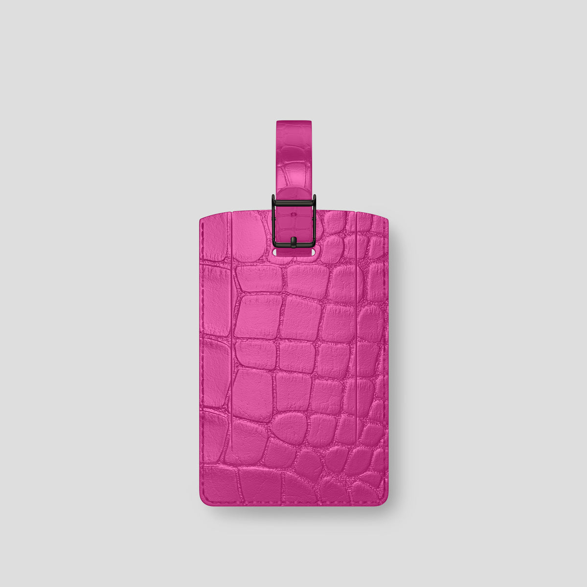 Fuchsia Luggage Tag Alligator with Black Metal -2 | Fuchsia-Black
