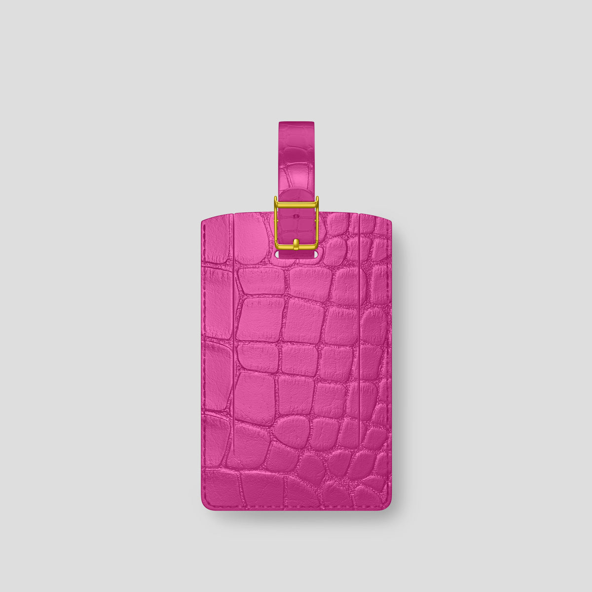 Fuchsia Luggage Tag Alligator with Gold Metal -2 | Fuchsia-Gold