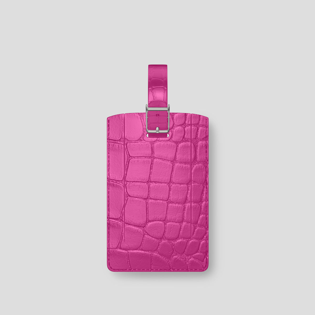 Fuchsia Luggage Tag Alligator with Steel Metal -2 | Fuchsia-Steel