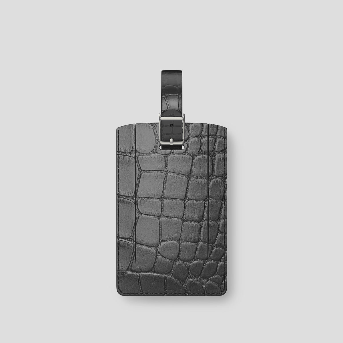 Grey Luggage Tag Alligator with Steel Metal -2 | Grey-Steel