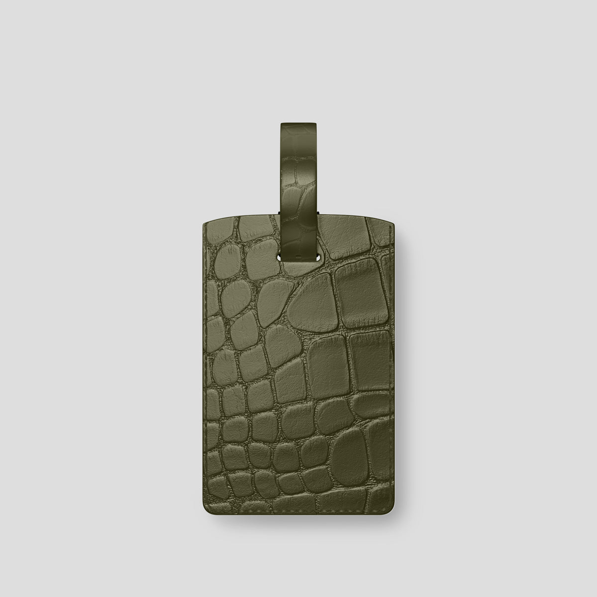 Kaki-Green Luggage Tag Alligator with Black Metal -1 | Kaki-Green-Black