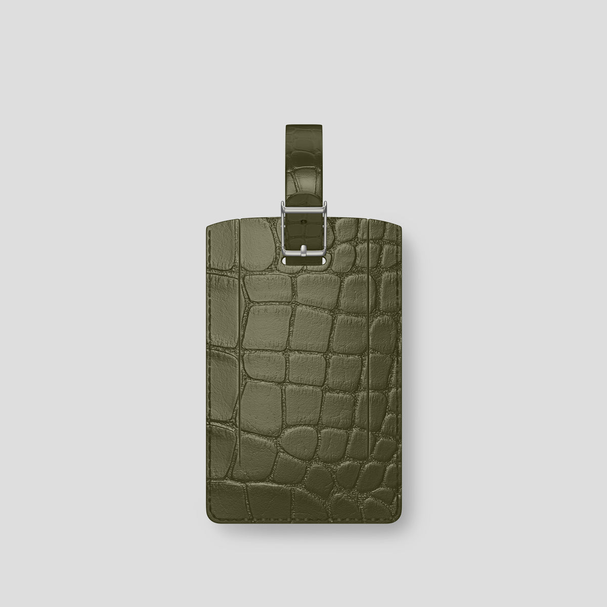Kaki-Green Luggage Tag Alligator with Steel Metal -2 | Kaki-Green-Steel