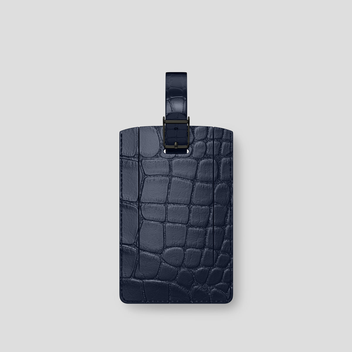 Navy Blue Luggage Tag Alligator with Black Metal -2 | Navy-Blue-Black
