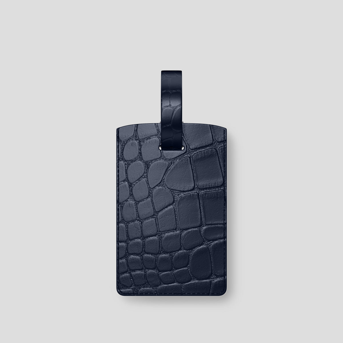 Navy Blue Luggage Tag Alligator with Steel Metal -1 | Navy-Blue-Steel
