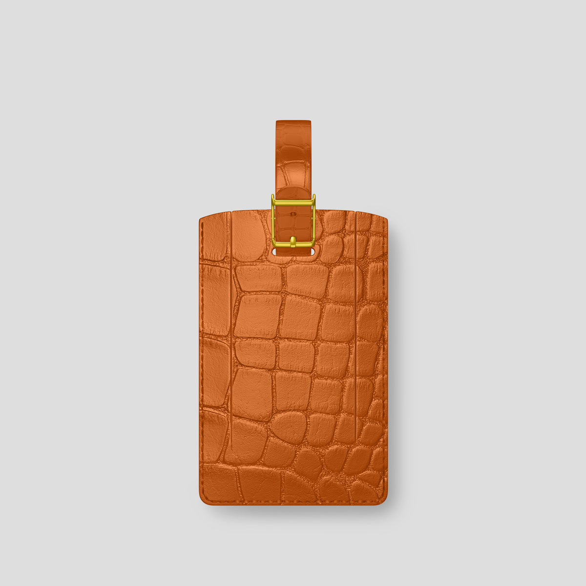 Orange Luggage Tag Alligator with Gold Metal -2 | Orange-Gold