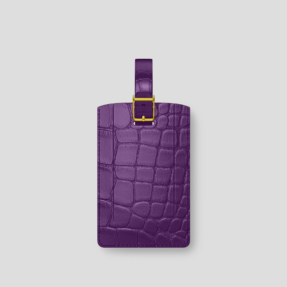Purple Luggage Tag Alligator with Gold Metal -2 | Purple-Gold