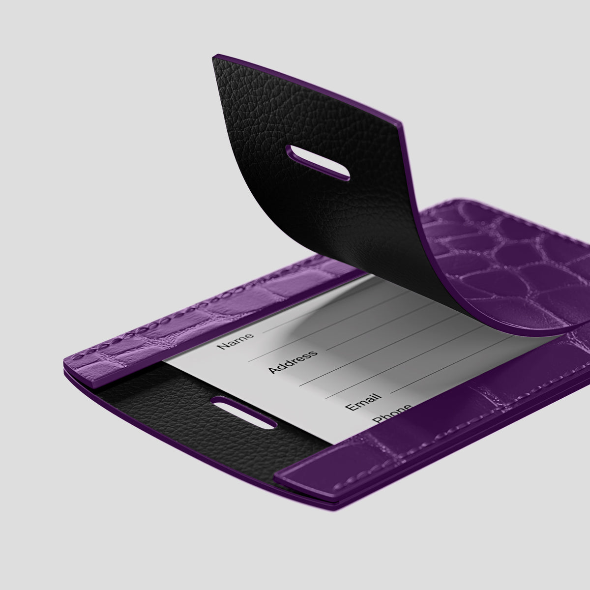 Purple Luggage Tag Alligator with Steel Metal -3 | Purple-Steel
