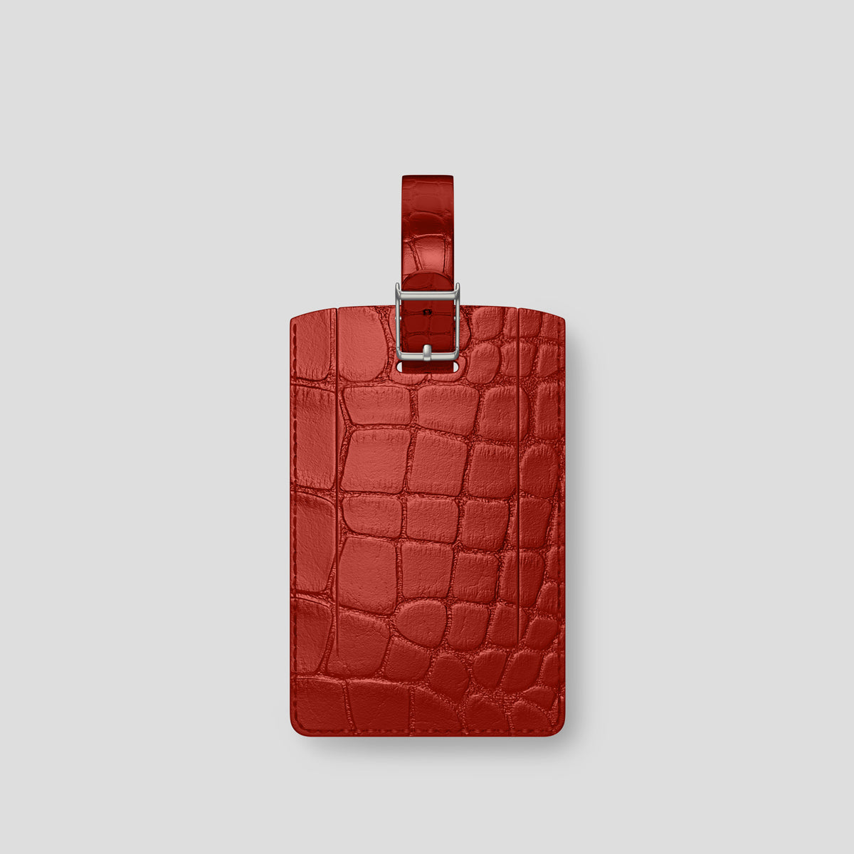 Red Luggage Tag Alligator with Steel Metal -2 | Red-Steel