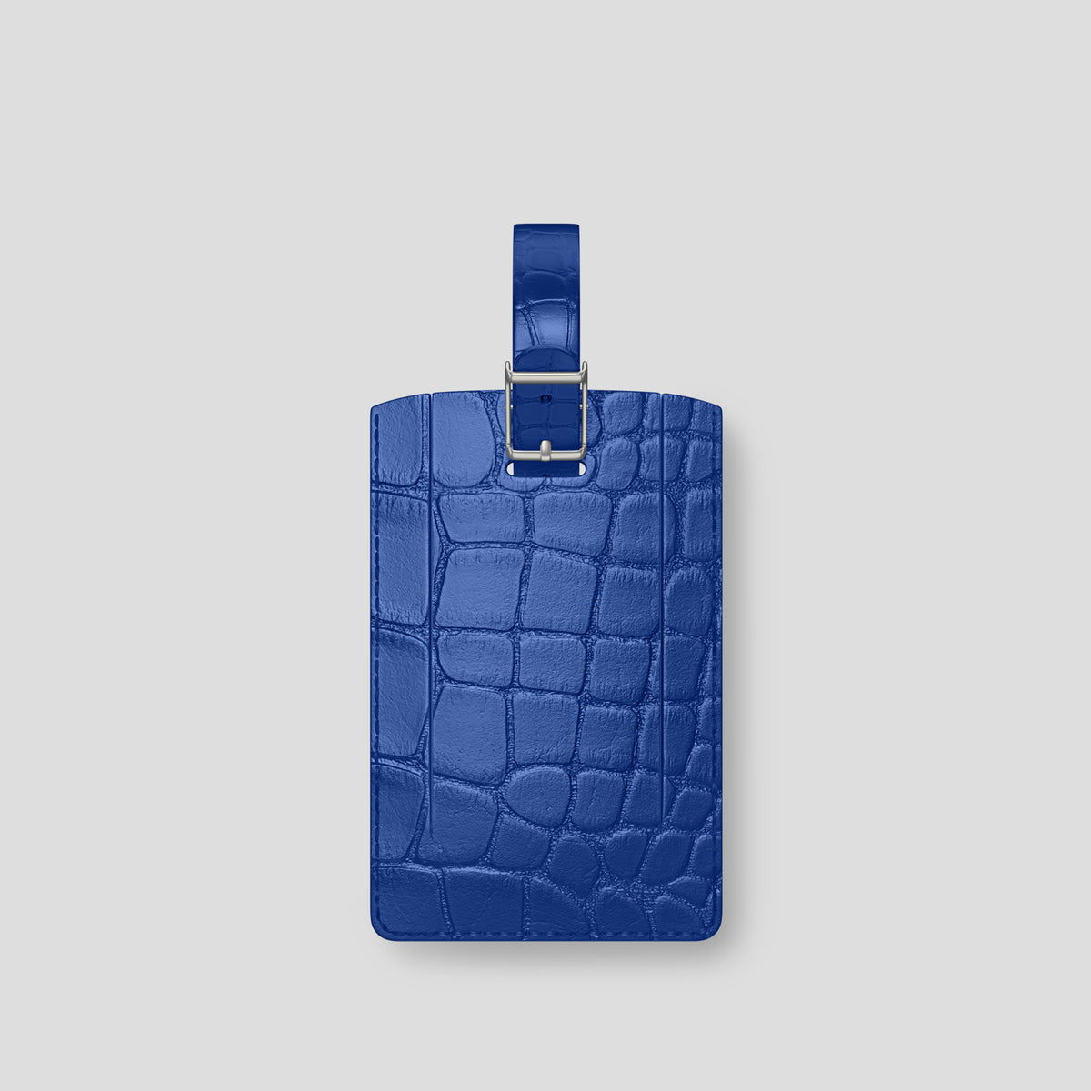 Royal Blue Luggage Tag Alligator with Steel Metal -2 | Royal-Blue-Steel