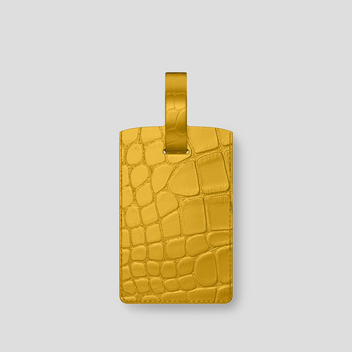 Yellow Luggage Tag Alligator with Gold Metal -1 | Yellow-Gold