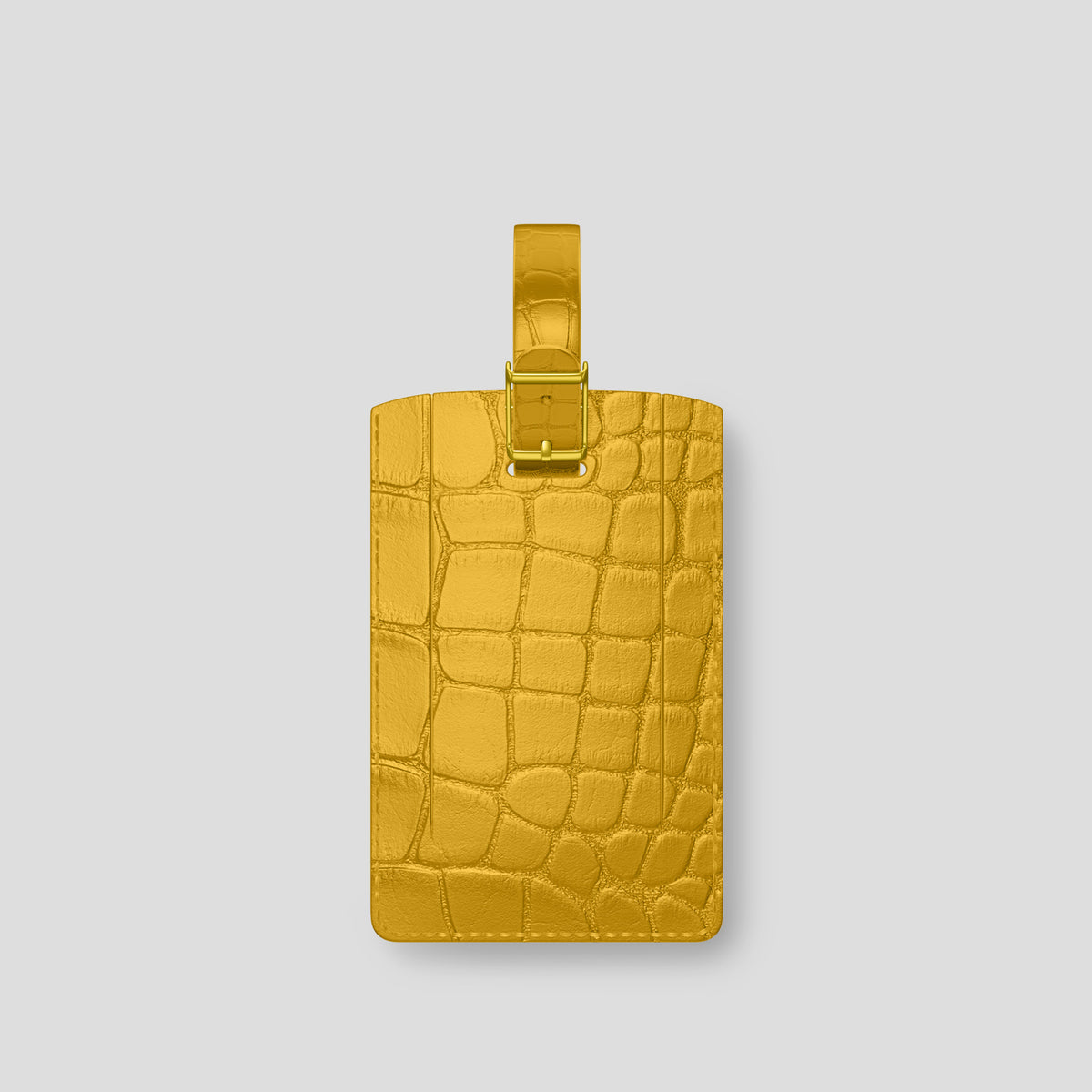 Yellow Luggage Tag Alligator with Gold Metal -2 | Yellow-Gold