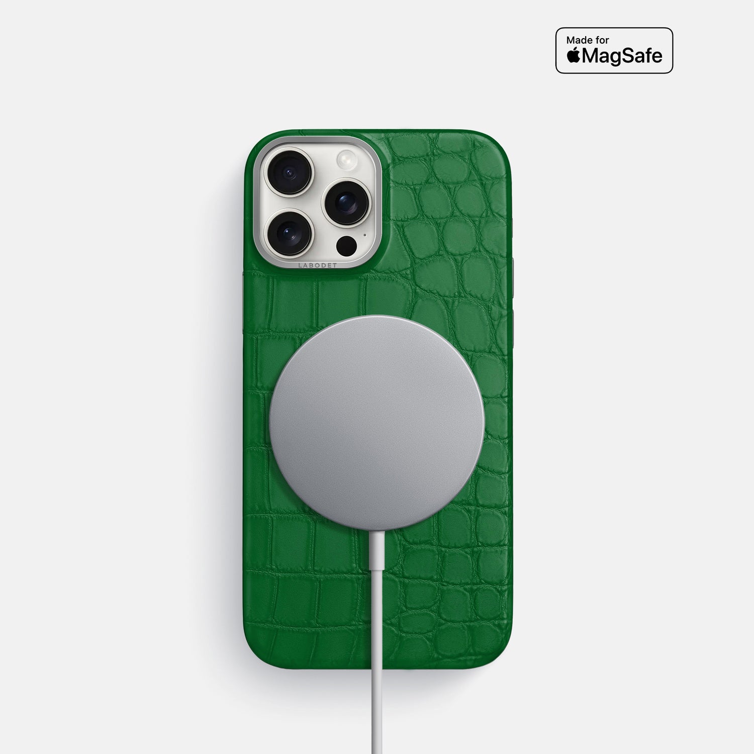 Forest-Green iPhone 16 Pro MagSafe Mask In Alligator with Steel Metal -4 | Forest-Green-Steel