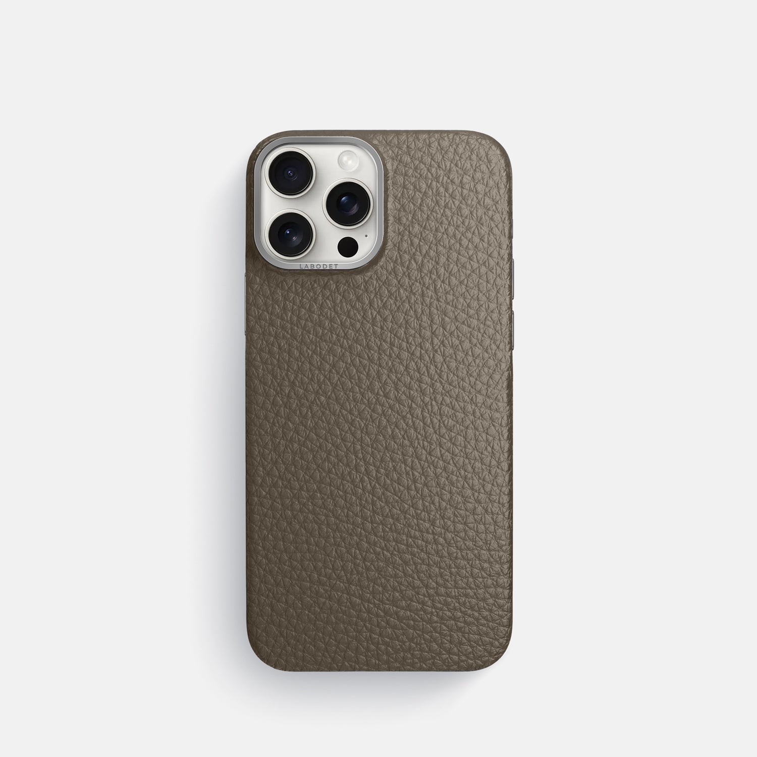 Taupe iPhone 16 Pro Magsafe Mask Calf with Steel Metal -3 | Taupe-Steel