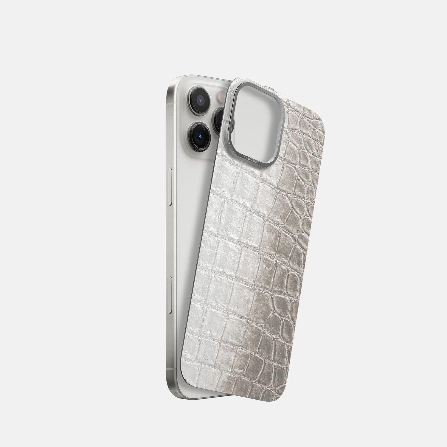 Grey iPhone 16 Pro MagSafe Mask Himalayan Crocodile with Steel Metal -1 | Grey-Steel
