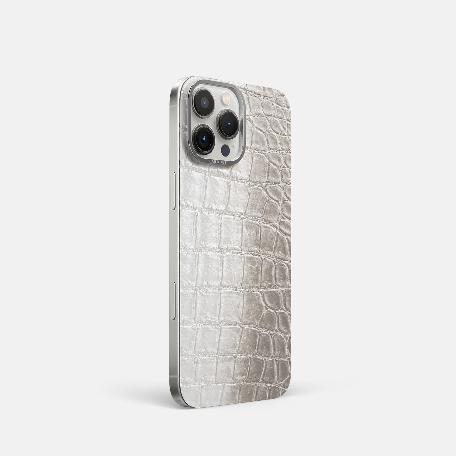 Grey iPhone 16 Pro MagSafe Mask Himalayan Crocodile with Steel Metal -2 | Grey-Steel