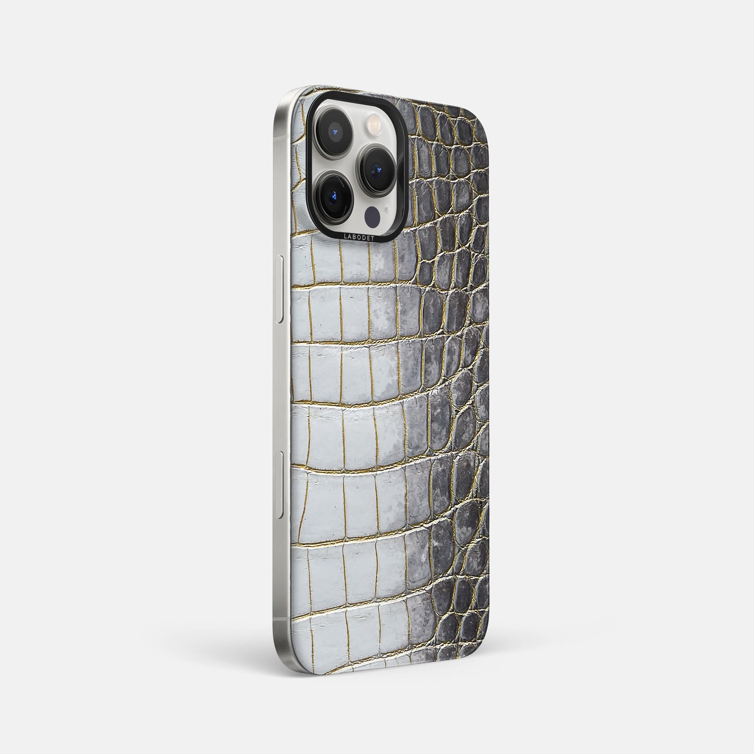 Gold iPhone 16 Pro Max MagSafe Mask Himalayan Crocodile with Black Metal -2 | Gold-Black