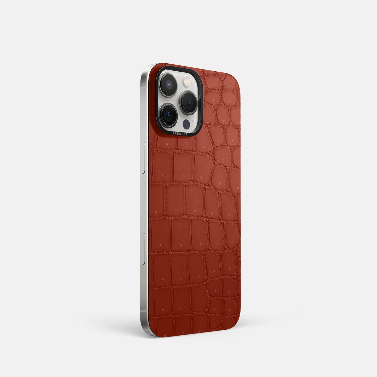 Mahogany-Brown iPhone 16 Pro Magsafe Mask Porosus Crocodile with Black Metal -2 | Mahogany-Brown-Black