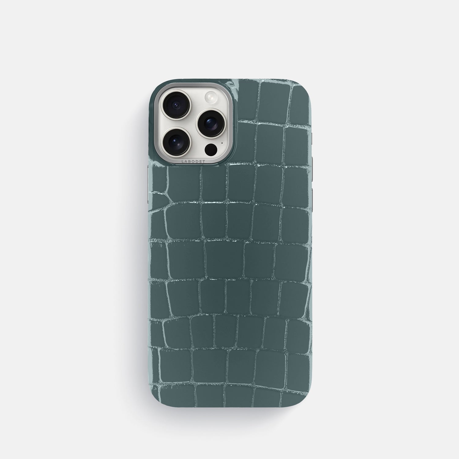 Duck Blue iPhone 16 Pro MagSafe Mask Shiny Alligator with Steel Metal -3 | Duck-Blue-Steel